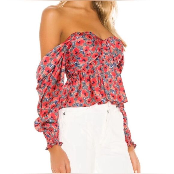 REVOLVE Burna Blouse in Red Poppy Floral House of Harlow 1960 Sz XXS - Picture 3 of 8